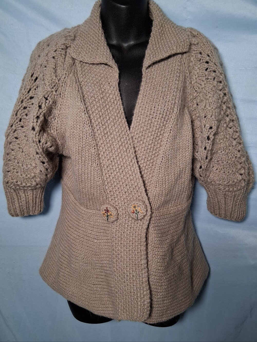 Anthropologie Charlie & Robin "Sprigs" Peplum Sweater Jacket, Wool Alpaca Blend